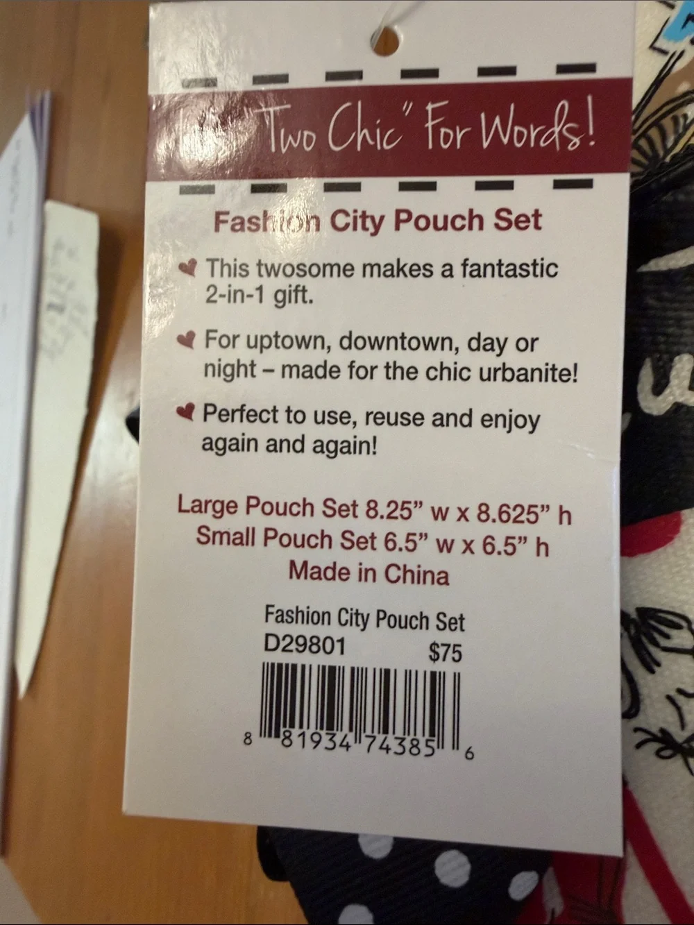 Bright Fashion City Canvas Pouch Set - Cream with Black Trim